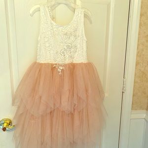 Vintage ruffled flower girl dress in blush